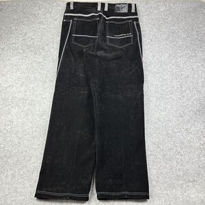 VTG Johnny Blaze Velvet Jeans Mens 38 Black Baggy HipHop Skater 90s Y2K Grunge*
